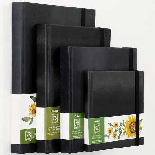 Ohuhu Marker Pad Art Sketchbook: 6.3"x6.3" - 30 Sheets/60 Pages, 8.3"x8.3" - 78 Sheets/156 Pages - 120 LB/200 GSM Smooth Drawing Paper - PU Hardcover Sketch Pad for Alcohol Markers - Marker Pad Series of Ohuhu
