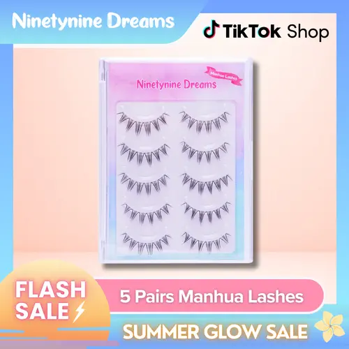 Ninetynine Dreams 5 Pairs Manhua Lashes | Natural Soft Anime Douyin Style Strip Lashes — Lightweight Ultra-Thin Clear Band, Reusable & Beginner Friendly Must-Have Makeup Essential