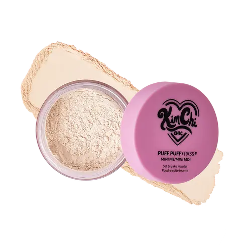 KimChi Chic Beauty Mini Me Puff Puff Pass Set & Bake Powder - 5g Loose Setting Powder, Oil Absorbing, Rice Powder, Vitamin E