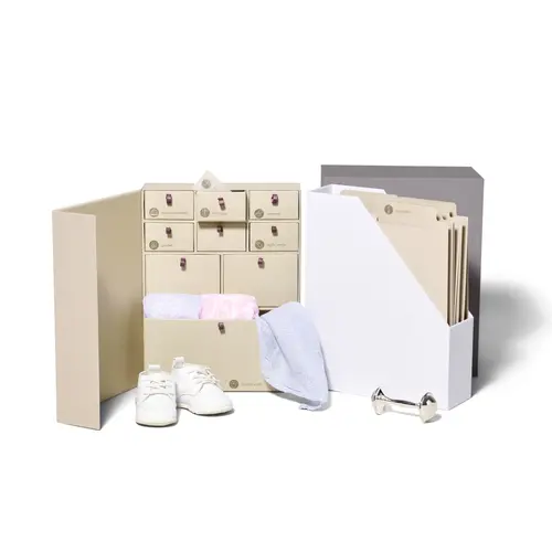Savor Deluxe Baby Keepsake Organiser Box - Acid-Free Memory Storage with Multiple Drawers, Ideal Gift for New Parents, Baby Shower Memento Holder