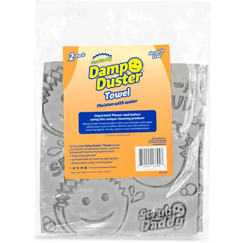 Damp Duster Towel - 2 Pack, Traps and Holds Dust, Compressible for Dusting Tight Spaces, 7" x 6"