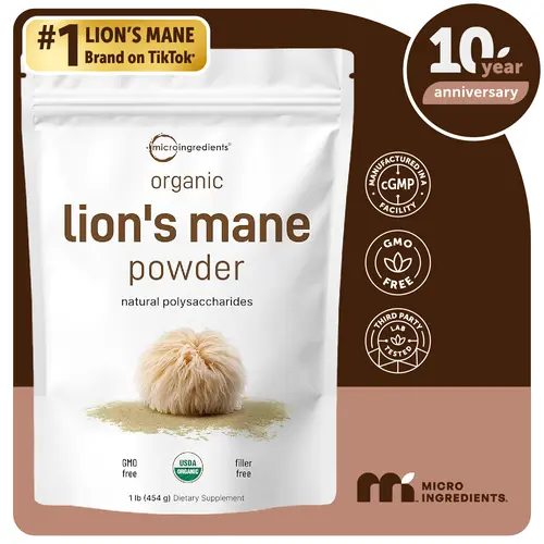 Micro Ingredients Organic Lions Mane Mushroom Supplement Powder