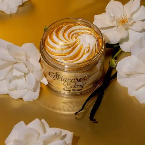 The Skincare Bakery Body Butter: *NEW FORMULA* Golden Vanilla (shimmer infused) Scent Jojoba Moisturizers