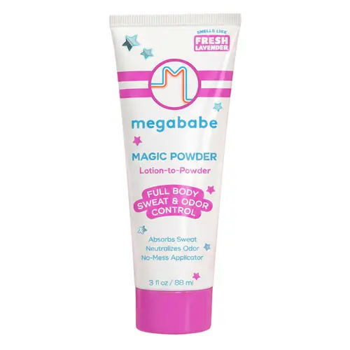 Megababe Magic Powder Stay-Dry Sweat-Absorbing Cosmetic Lotion - Aluminum-Free, Talc-Free Talcum Powder Alternative for Sensitive Skin Selfcare, Lavender Scent Bath & Body Care - 3 fl oz