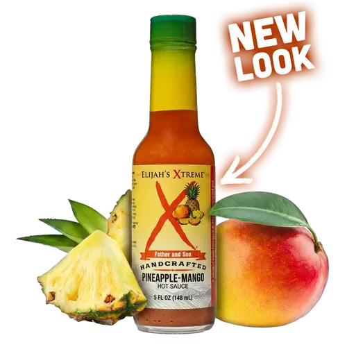 Elijah's Xtreme Pineapple Mango Habanero Hot Sauce, Mild Heat, Fresh Tropical Fruit Blend with Roasted Yellow Habanero, Vegan, Non GMO, 5 oz Bottle
