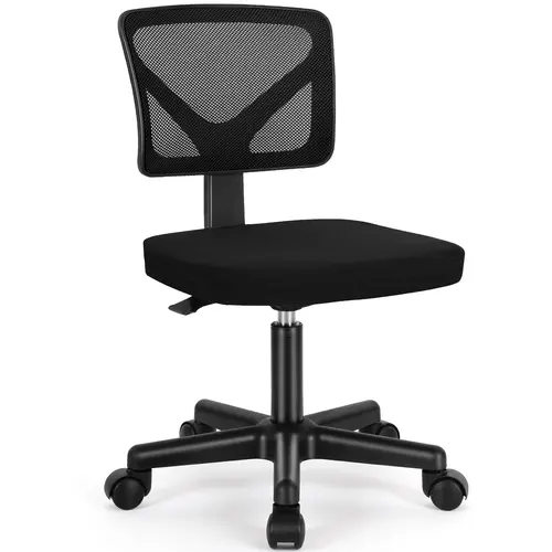 【Deal】SweetFurniture Armless Low-Back Mesh Desk Chair - Swivel Rolling Task Chair for Small Home Office Use