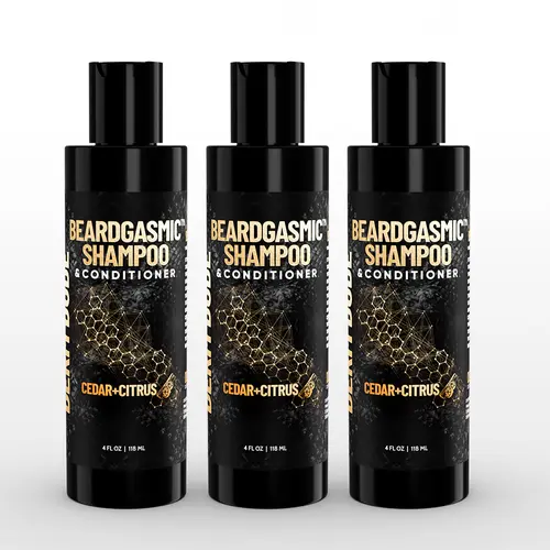 Derm Dude BeardGasmic 2-in-1 Beard Shampoo & Conditioner – Cedar & Citrus Scent with Aloe & Vitamin E to Clean, Refresh, and Soften Beards & Skin
