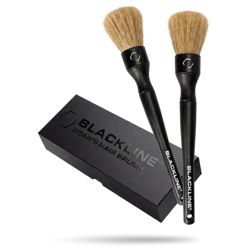 BLACKLINE Natural Hairs Boars Hair Brush Set - 2-Pack Car Detailing Tools, Auto Detailing Supplies, Scratch-Free Brushes for Wheel, Vent Cleaning, Built for Repeated Use