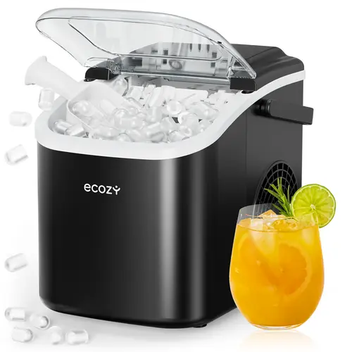 ecozy Nugget Ice Maker Dispenser, 40 lbs Per Day, Touch-Free Ice, Self-Cleaning, Pebble Sonic Ice Machine Countertop, Mistalo Drop Slim for Home Kitchen Office
