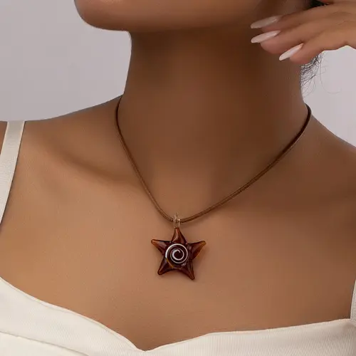 Women's Matching Star Decor Pendant Necklace, Casual Style Necklaces, Summer Vintage Chain Necklace Jewelry for Girls Gift, Female Classic Fashion Y2k Streetwear Accessories for Daily Wear, Adjustable Star Necklace, Jewelry Accessories