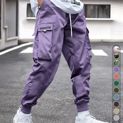 Men's Flap Pocket Drawstring Cargo Pants, Loose Drawstring Waist Jogger Trousers, Summer, Men Clothes, Please Purchase A Size Up