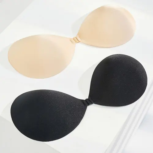 Women's Underwear Solid Jersey Seamless Push Up Cleavage Sticky Bra Nipple Cover, Self-adhesive Backless Strapless Bra, Breast Pasties, Casual, Please Order a Size Up