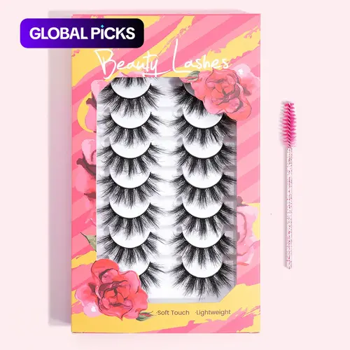 Wispy Reusable Faux Strip False Eyelashes Kit, High Quality Music Festival Trendy Eye Lashes, Fake Lashes, Summer Beauty Gift #GLOBAL PICKS
