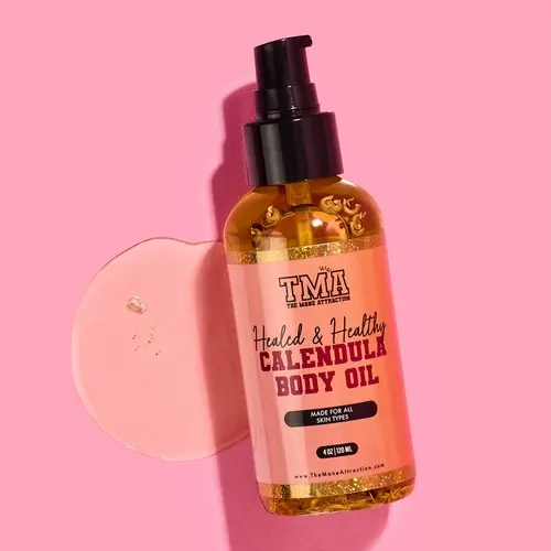 Healed & Healthy Calendula Body Oil (4oz/120ml) - Paraben-Free, Fragrance-Free, Anti-Inflammation, Nourishing for Sensitive Skin, Daily Use, Soothing for Soft Skin
