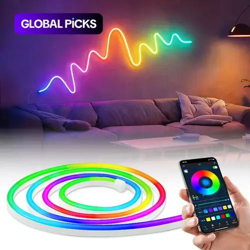 USB-Powered RGB Color-Changing LED Strip Light with App Control, Ambient Backlight for TV, Computer, Bedroom & Living Room, Decorative Neon Accent Light, Smart LED Lighting, Multi Mode LED, Great Christmas Gift, LED Neon Lights #GLOBAL PICKS