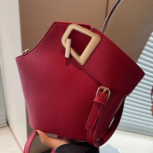 Women's Plain Color Handbag (1 Piece), Casual Pu Leather Zipper Handbag with Bag Strap for Daily Use, Daily Commuting Bag, Casual Commuter Handbag, Casual Fashion Bag, Casual Everyday Bag
