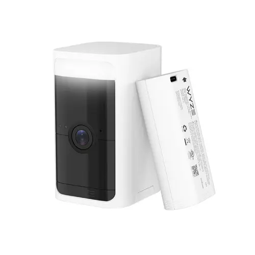 Wyze Wireless Cam Pro — Battery Powered 2K HDR Indoor/Outdoor Smart Camera, Optional Solar Power, Home Security, Removable & Rechargeable Battery, Color Night Vision, Surveillance, White, Black