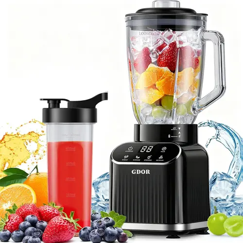 Professional Blender, 5 Functions Touchscreen Control Smoothie Blender for Smoothies,Frozen Drinks & Ice Cream, 1200W Countertop Blender with Travel Cup, , 52oz Glass Jar, for Ice Crushing/Sauce/Nut Butter/SoupSummerVibes,home essentials