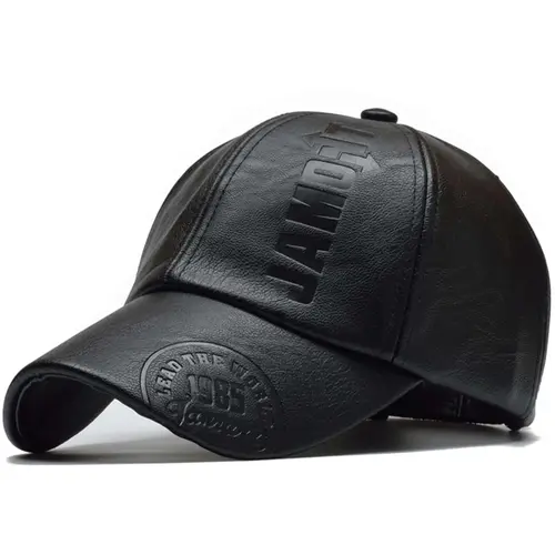 Trendy Cool PU Leather Letter Print Texture Baseball Cap, Outdoor Adjustable Casual Sun Protection Sports Cap, Autumn and Winter Travel Travel Seaside Party Accessories, Unisex