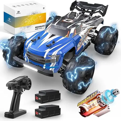 DEERC H16E Brushless Extreme High Speed RC Truck, Max 70kph, 1:16 4X4 RTR Fast RC Cars, All Terrains RC Monster Truck, 2 Li-po Batteries Rock Crawler Remote summerwins
