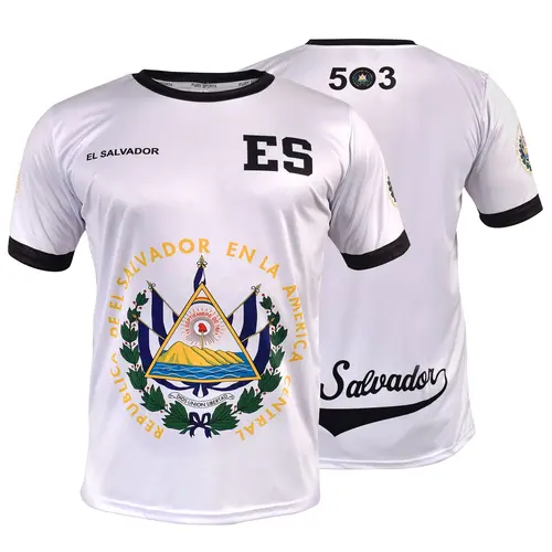 Fox & Fury El Salvador Soccer Jersey White El Salvador Shirt for All Salvadorans Men/Women/Unisex