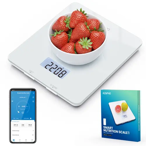 RENPHO Digital Food Scale, Smart Nutritional Kitchen Measuring Scale with App for Macro Keto Calorie Tracking, Home Gift (Grams, oz)