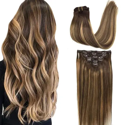 GOO GOO Hair Extensions Clip in Human Hair Natural Straight Remy Hair Easy To Style Soft Clip ins for Women summer hairstyles #summerwins