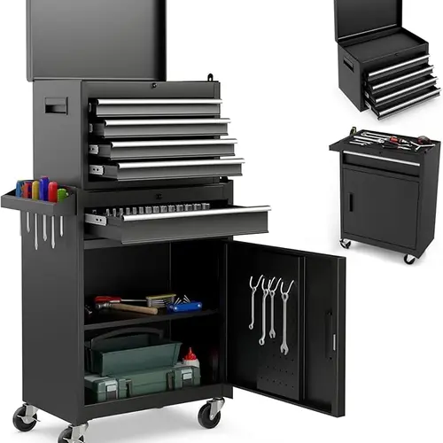 Portable 20" Tool Boxes with 3 Drawers/5-Drawers Rolling Tool Chest Cabinet with Locking System and Sliding Drawers, Heavy-Duty Cold-Rolled Steel, Large Capacity for Tool Storage, Christmas Festival Gift Black Friday Cyber Monday