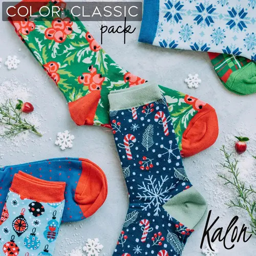 Kalon Women's Cute Christmas Calf High Crew Socks (6 Pack) - Artisan Designers, Cotton-Nylon-Polyester-3% Spandex Blend, 3% Spandex for Easy Flex, Polyester Helps Resist Fade, Fun Xmas Character Patterns, Womenswear Underwear
