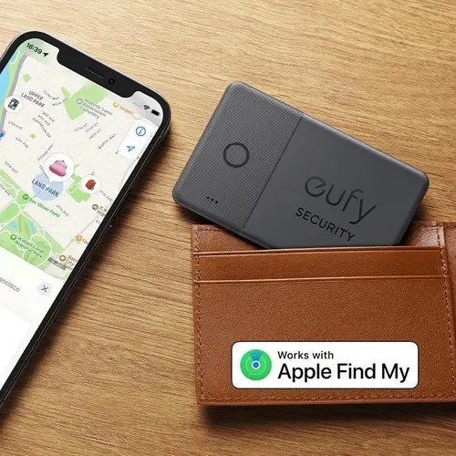 eufy Security SmartTrack Card (Black, 1-Pack) - GPS Tracker, Wireless Positioning Tracker, Smart Tracking Tag, Lost Item Finder, iOS-Exclusive Find My Compatible, Wallet Tag, Phone Locator, 3-Year Battery Life, Water Resistant | Spingtok