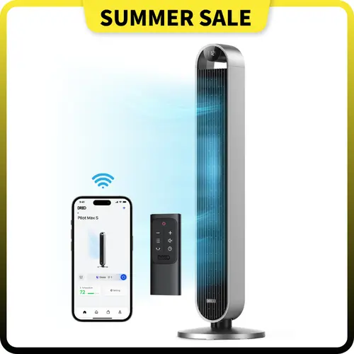 Dreo Tower Fan 42 Inch Pilot Max, Upgraded Smart Fans for home Works with Alexa/Google/App, 120° Oscillating Fans for Indoors, 25dB Quiet DC Standing Floor Fan for Bedroom, 12 Speeds, 12H Timer,back to school,back to school haul