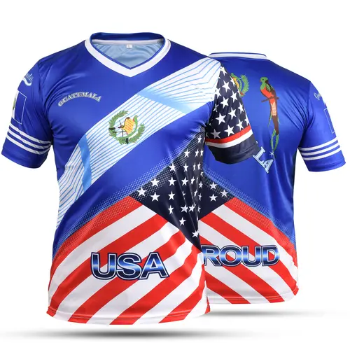 Fox & Fury Guatemala and USA Flag Mix Design Soccer Jersey for Men/Women/Unisex shirtslatinas