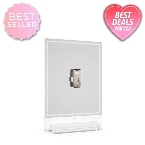 RIKI TALL | Luxurious LED Tabletop Vanity Mirror with Bluetooth Remote Control no Heat Generation, With Charging port