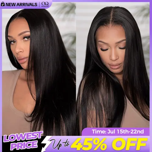 [Free Upgraded] OQ HAIR Wear And Go Glueless Wigs Pre Cut 7x5 HD Straight Lace Human Hair Wigs Pre Bleached Tiny Knots Beginner Friendly #DealsForYouDays
