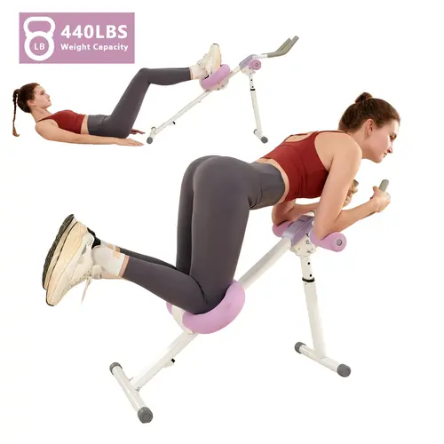 HOTWAVE Adjustable Ab Machine, Foldable Ab Trainer for Home Gym, Core Workout Equipment with LCD Monitor, Knee Support Design, 440 LBS Capacity