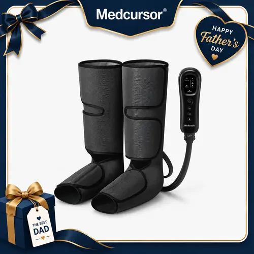 Medcursor Air Compression Leg Massager Black Calf & Foot Massager Adjustable Massage Boots for Home Office Use with 3 Modes & 2 Timers Comfort Gifts for Mom Dad - Relaxing