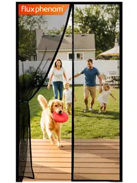 Flux Phenom Magnetic Screen Door 38 x 82 in, Magnetic Mesh Screen Door, Automatic Self-Closing Bug Screen Door, 52 Full-Length Magnets, 1mm Fiberglass Insect Screen, Easy Install, No Drill, Pet & Kid Friendly