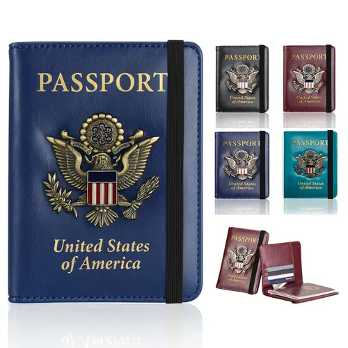 Ciana Chic Slim Faux Leather Passport Holder - Unisex Cute 4.0 oz RFID Blocking Passport Protector with Boarding Pass Slot, Business Card Holder, Elastic, Sturdy, Durable Travel Accessory Document Organizer, 0.25 Inches (H)
