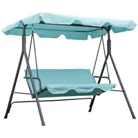 #tiktokshopbacktoschool Outsunny 3-Seat Outdoor Summervibes Patio Swing Chair with Removable Cushion, Steel Frame Stand and Adjustable Tilt Canopy for Patio, Garden, Poolside, Balcony, Backyard