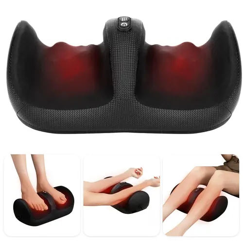 Medcursor Shiatsu Foot Massager with Heat - Kneading, Roller, Adjustable Intensity Modes, Toe Control for Foot-Calf Relaxation, Portable Selfcare Massage Device, Relaxing Personal Care Appliance