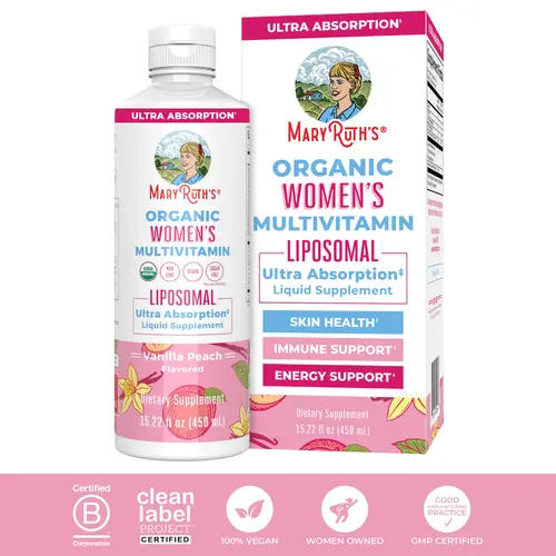 MaryRuth's USDA Organic Women's Multivitamin Liposomal - Sugar Free - Immune Support Supplement - Skin Health - Energy Support - Vegan - 15.22 Fl Oz
