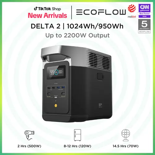 EF ECOFLOW DELTA 2 Series Portable Power Station, LFP Battery, USB-C Output, Solar Generator