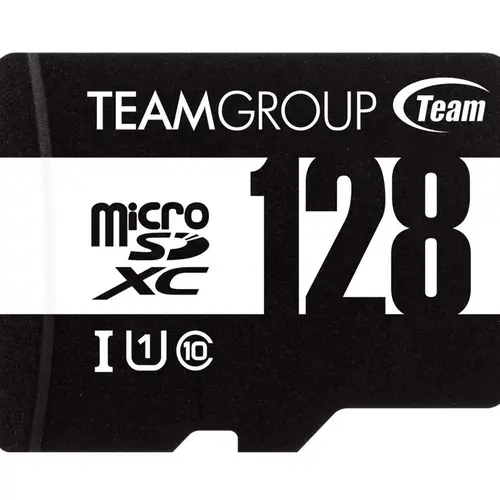 Team 128GB microSDHC UHS-I/U1 Class 10 Memory Card with Adapter, Speed Up to 100MB/s (TUSDX128GCL10U03)