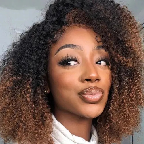 16 Inch Black Kinky Wigs, Short Kinky Curly Wigs with Bangs for Women, Synthetic Fiber Wig, Curled Synthetic Wig, Curly Wigs, Fluffy and Bouncy Mixed Afro Curly Wigs for Daily Party Hair Styles Used, Natural Looking High Quality Wigs