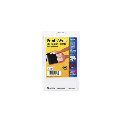 Avery 05418 Print or Write Removable Multi-Use Labels, 1/2 x 3/4, White, 1000/Pack