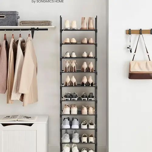 SONGMICS HOME 10-Tier Slim Shoe Rack Organizer, Metal Frame Non-Woven Fabric Shelves, Stackable Storage Holders & Racks for Entryway, Bedroom Closet Storage,dorm room inspo,college dorm essentials,dorm haul