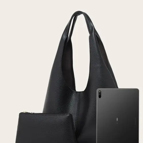 Valentine's Day Outfit Women's Minimalist Casual Plain Tote Bag, Fashionable Pu Leather Large Volume Shoulder Bag with Makeup Storage Bag for Work & Daily Use