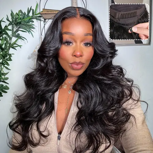 UNICE ByeBye Slip Full Wig, 7x5 HD Lace Closure Virgin Human Hair Middle Part Loose Wave Glueless Wig, 150% Density with Bleached Knots, 22.5in Medium Cap Size, Defined Wave Pattern