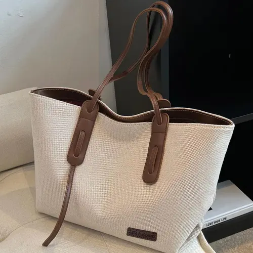 Women's Summer 2024 Elegant Large Capacity Tote Bag with Pockets Inside, Casual Trendy Handbag & Shoulder Bag, Tote Bag for Trip & Business, Ladies Purse, Stylish Tote Bag, Fashion Tote Bag