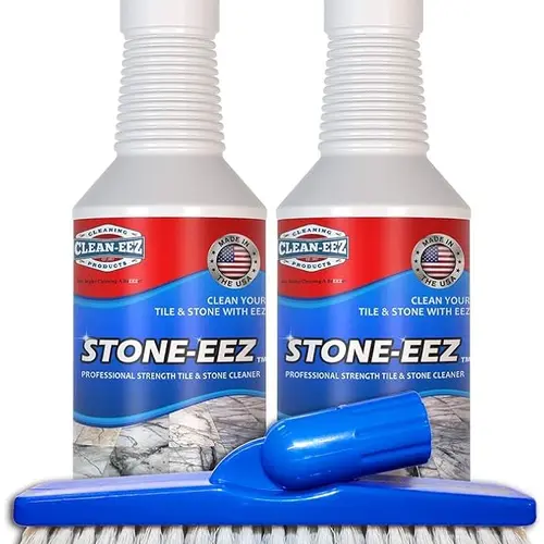 Natural Stone Cleaner for Travertine, Marble & Granite, Deep Restoring, Non-Acid, 2 Pack + Brush | Clean-eez
